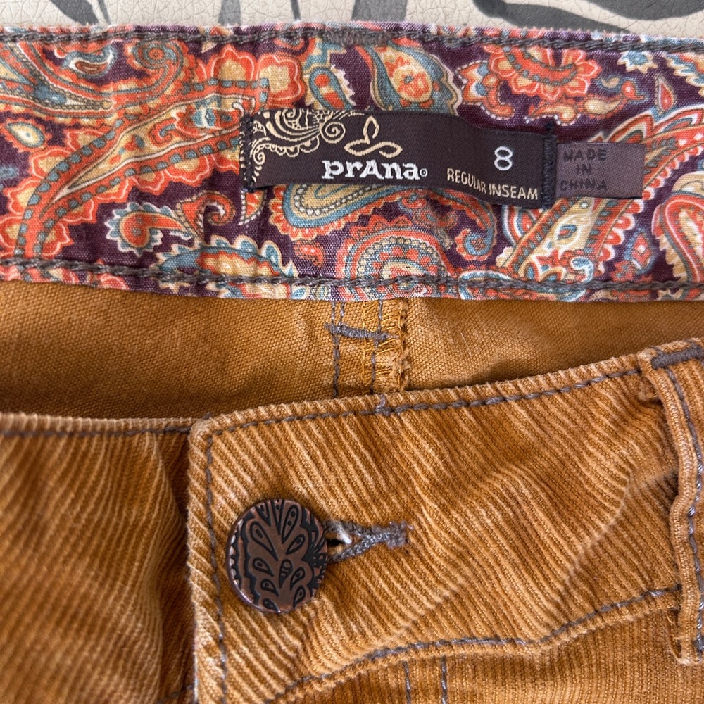 Prana Women’s Cords with floral detailing, size 8 - Picture 2 of 3